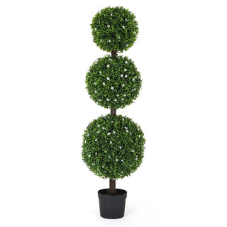 4' Artificial White Flower Topiary Tree