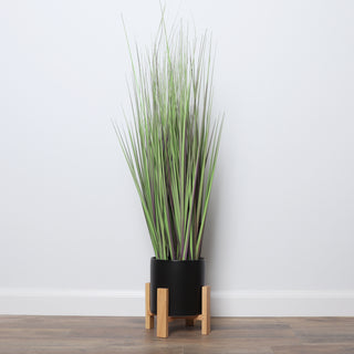 Large Artificial Grass Plant with Mid Century Plant Stand