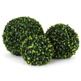 Holly Topiary Ball Assortment - 11", 15", 19"