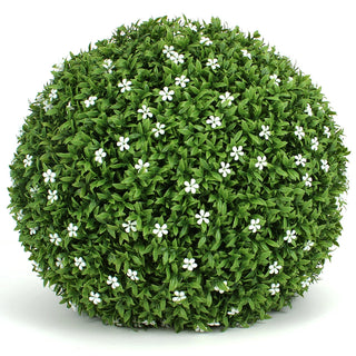 15" Large White Flower Topiary Ball