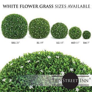 White Flower Topiary Ball Assortment - 11", 15", 19"